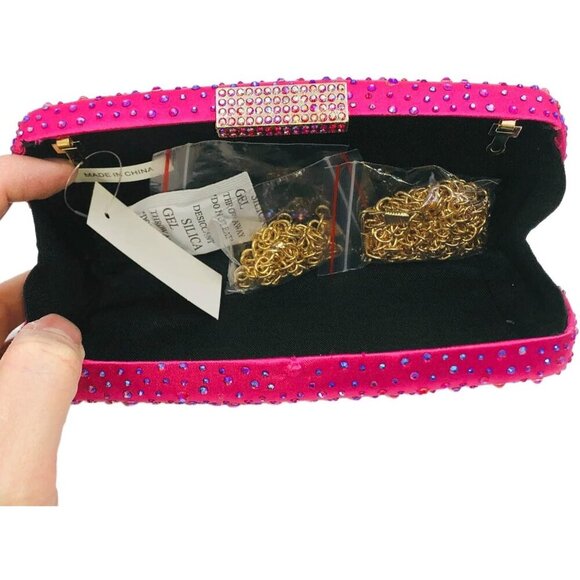 🆕 Women Pink Crystal Clutch Purses Evening Wedding Party Bridal Rhinestone Bags - Picture 7 of 9